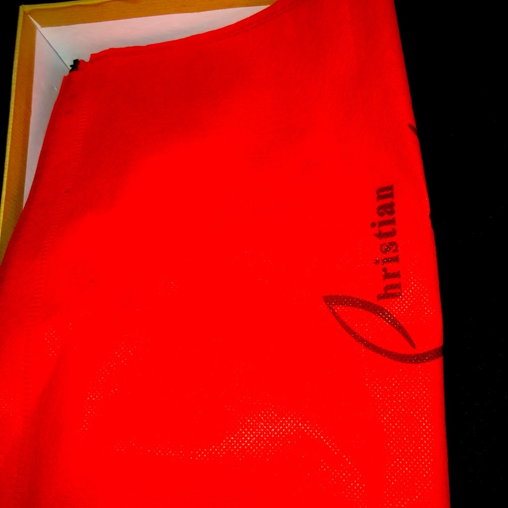 Inspired Red bottom high heel shoe. White patent leather!!